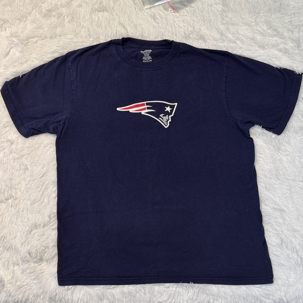 Reebok Navy Blue Patriots/Brady Logo Tee